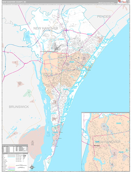 New Hanover County, NC Wall Map
